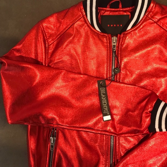🔥Blank NYC Rare Metallic Red Bomber Jacket 🔥 - Picture 3 of 5
